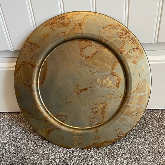 Martha Sturdy Spun brass Patina table charger or tray brass art decor designer - Picture 3 of 9